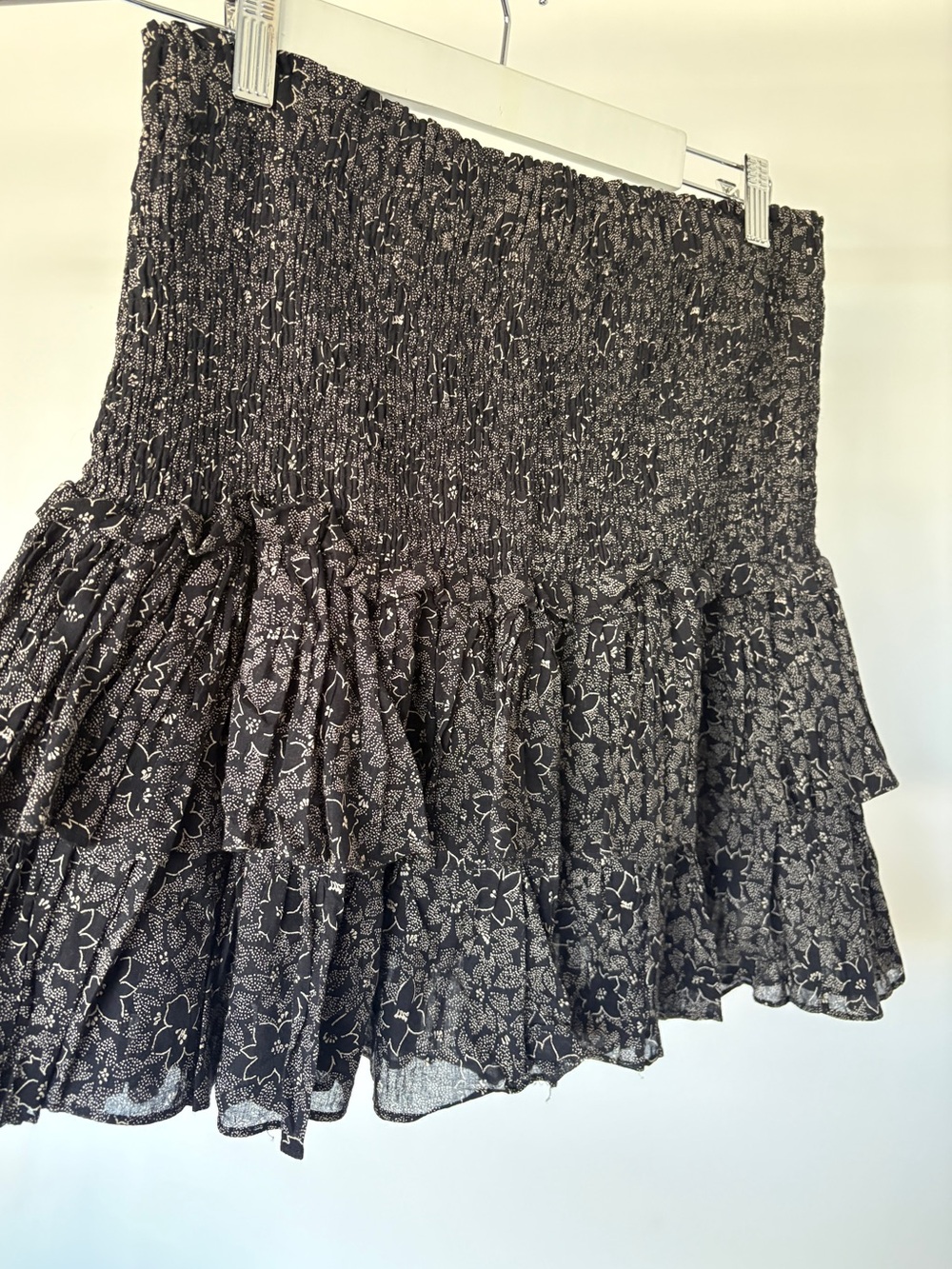 ISABEL MARANT ÉTOILE BLACK PRINTED NAOMI COTTON RUFFLED MINI SKIRT SIZE 40